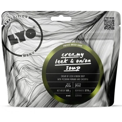 LYO KRÉMOVÁ PÓRKOVÁ POLÉVKA S CIBULÍ, PECORÍNEM A CIZRNOU Expediční strava, dummy, velikost