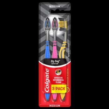 COLGATE Zubná kefka Zig Zag Charcoal 3 ks