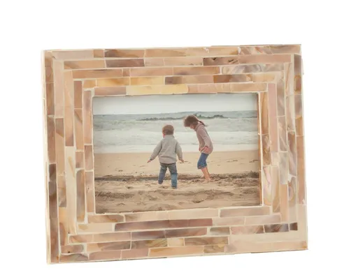 Béžový fotorámeček zdobený mušlemi Shells - 22*2,5*17/ 10*15 cm J-Line by Jolipa