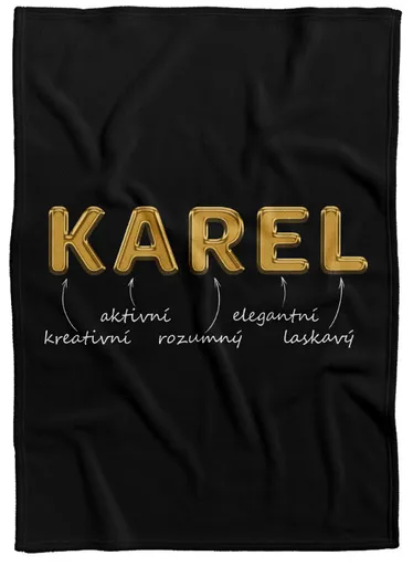 Deka Mužská jména – GOLD (Jméno: Karel, Podšití beránkem: NE)