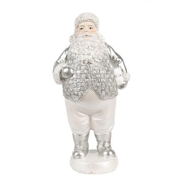 Bílo-stříbrná dekorace figurka Santa Claus - 8*6*16 cm 6PR4303