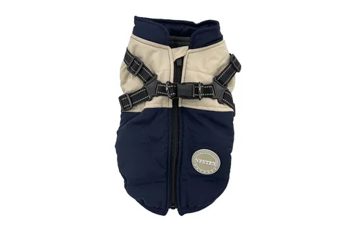 Vsepropejska City-warm zimní bunda pro psa s postrojem Barva: Tmavě modrá, Délka zad (cm): 26, Obvod hrudníku: 30 - 38 cm