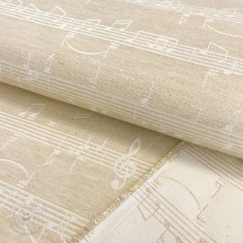 Dekoračná látka jacquard Music notes lyrics metallic