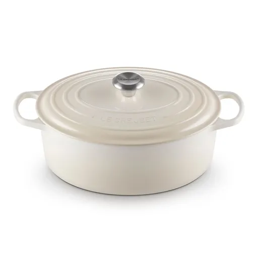 Kastrol SIGNATURE 31 cm, 6,3 l, oválný, MERINGUE, litina, Le Creuset