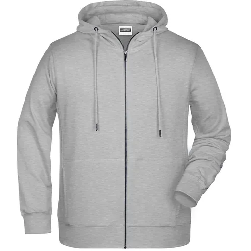 James & Nicholson (Daiber) Pánská mikina na zip z biobavlny 8026 - Šedý melír | XL
