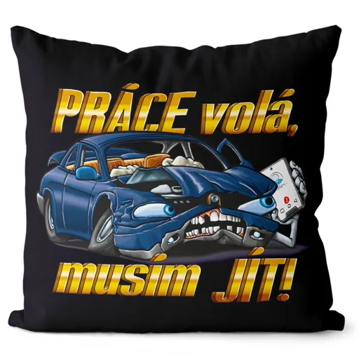 Polštář Práce volá - automechanik (Velikost: 40 x 40 cm)