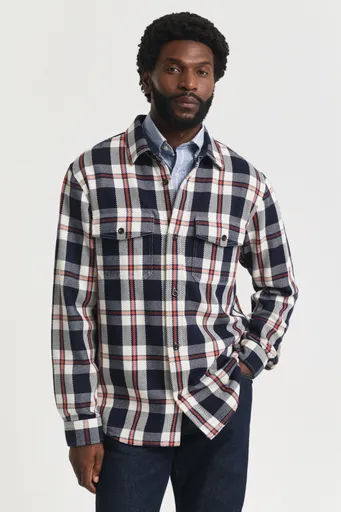 KOŠILE GANT HEAVY TWILL CHECK OVERSHIRT EVENING BLUE