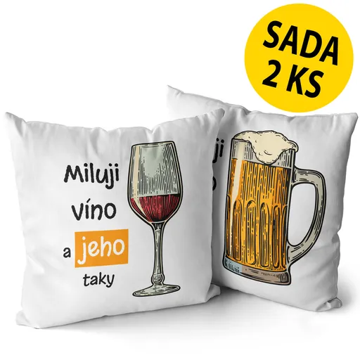 Polštářky Miluji víno / pivo (Velikost: 40 x 40 cm)