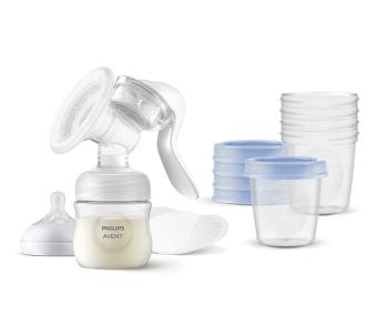 Philips Avent Odsávačka mateřského mléka manuální + VIA 180 ml 5 ks