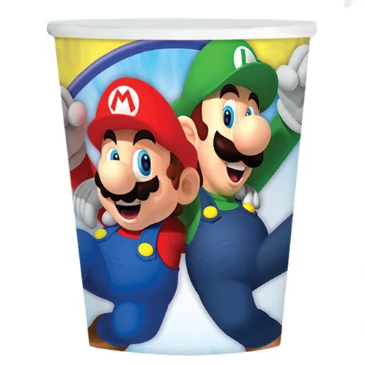 Amscan Papírové kelímky - Super Mario 250 ml 8 ks