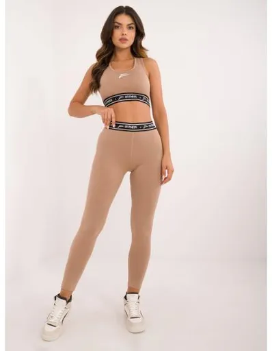 Dámské legíny s viskózou FOR FITNESS tmavě béžové