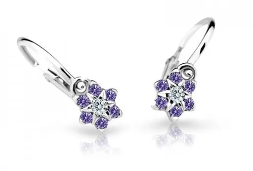 Cutie Jewellery Půvabné dětské náušnice z bílého zlata C2152-10-X-2 fialová