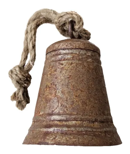Rezavý antik plechový zvonek se šňůrkou M - Ø 10 *13 / 25 cm 17R7885- RUSTY