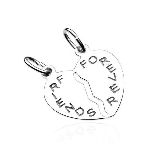 Dvojpřívěsek ze stříbra 925 - přelomené srdce s nápisem FRIENDS FOREVER