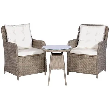 3dílný bistro set s poduškami a polštáři hnědý polyratanový 44150 44150 (44150)
