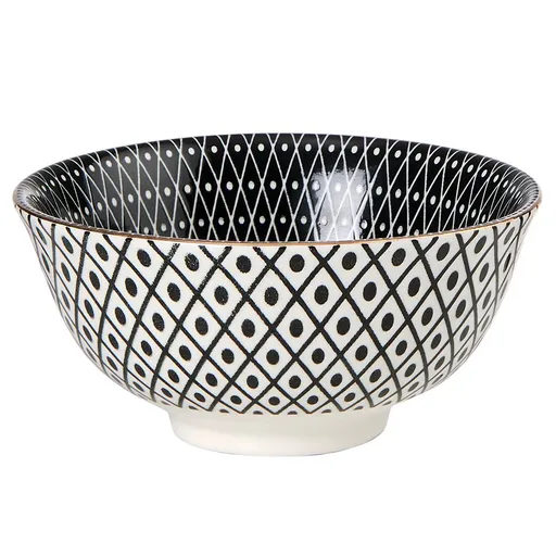 ORNAMENTS Miska se zlatým okrajem 240 ml - černá