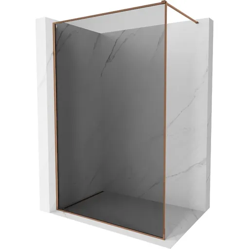 MEXEN/S Kioto-F Sprchová zástěna WALK-IN s rámem 140 x 202, grafit 8 mm, růžové zlato 800-140-104-60-40