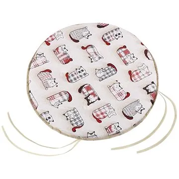 Bellatex EMA kulatý hladký - průměr 40 cm, výška puru 2 cm - červená kočka (5707)