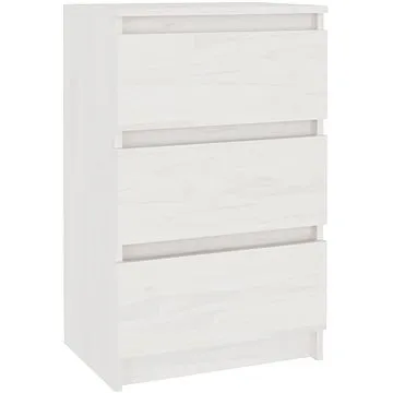 SHUMEE Noční stolek bílý 40 × 29,5 × 64 cm masivní borové dřevo, 808085 (808085)