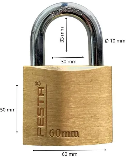 Zámek visací mosazný, 60 mm, zesílený (123160)