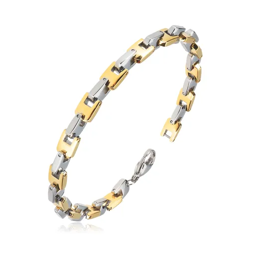 Náramek z oceli - články U ve zlatém a stříbrném barevném odstínu, 6 mm