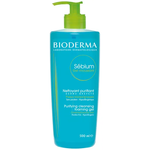Bioderma Čisticí pěnivý gel pro smíšenou až mastnou pleť Sébium Gel Moussant (Purifying And Foaming Gel) 500 ml
