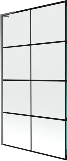 MEXEN/S Next L vanová zástěna FIX 100 x 150, černá vzor,  grafit kartáčovaná 895-100-000-03-77-66