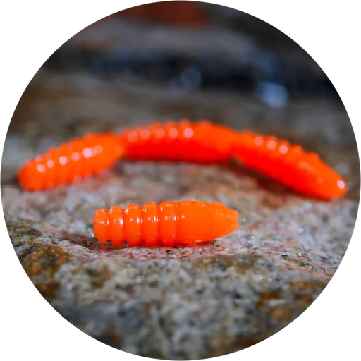 Redbass gumová nástraha trout grub signal orange uv color - 3x16 mm