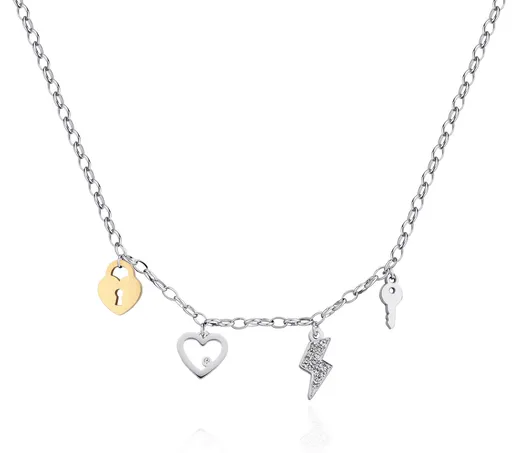 S'Agapõ Stylový bicolor náhrdelník s přívěsky Happy SHAR18