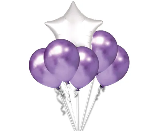 Balónky chromové fialové a bílá hvězda set - Amscan