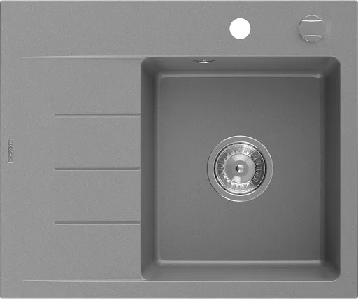 MEXEN Ben granitový dřez 1 s odkapávačem pravý 600 x 500 mm, šedý, sifon chrom 6523605000-71