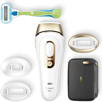 Braun Silk·expert Pro 5 PL5243, IPL Pro Ženy, Přístroj Na Dlouhodobé Odstranění Chloupků, Bílá/Zlatá (4210201413011)