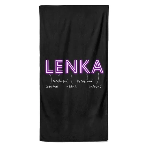 Osuška Ženská jména – NEON (Jméno: Lenka, Velikost osušky: 70x140cm)