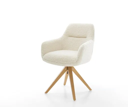 Jídelní židle Pejo-Flex plyšový manšestr béžová dřevěná podnož