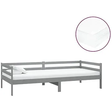 Shumee válenda s matrací 90×200 cm šedá masivní borové dřevo, 3083571 (3083571)