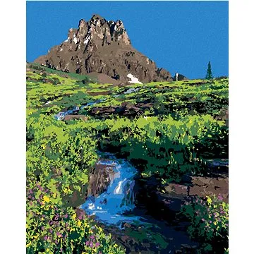 Zuty - Malování podle čísel - HORA A ŘEKA MEZI KVĚTY (TED DAVIS), 80x100 cm, vypnuté plátno na rám (HRAmmb07927nad)