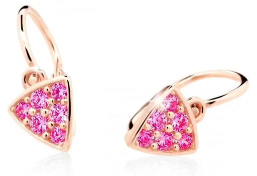 Cutie Jewellery Třpytivé dětské náušnice z růžového zlata C2207-10-X-4 fuchsiová