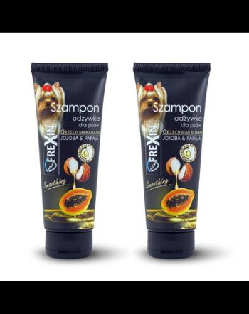 FREXIN Sampon pentru caini 2in1 cu balsam, jojoba si papaya 2x220 g