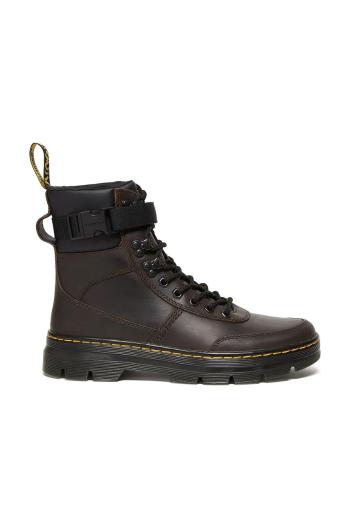 Kožené kotníkové boty Dr. Martens Combs Tech Leather hnědá barva, na plochém podpatku, lehce zateplené, DM27804201