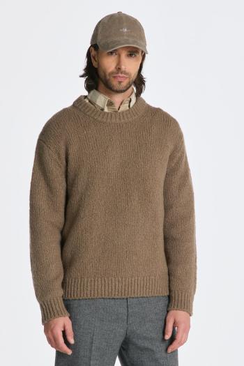 SVETR GANT WOOL BOUCLE C-NECK DESERT BROWN