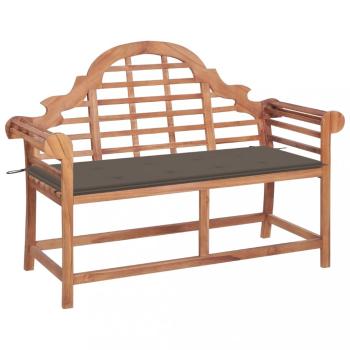 Zahradní lavice s taupe poduškou 120 cm masivní teak