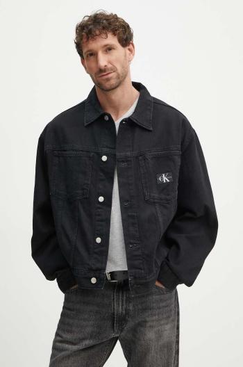 Džínová bunda Calvin Klein Jeans pánská, černá barva, přechodná, J30J325751