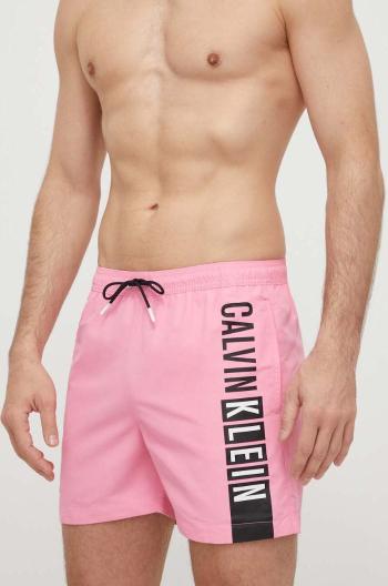 Plavkové šortky Calvin Klein růžová barva, KM0KM00991