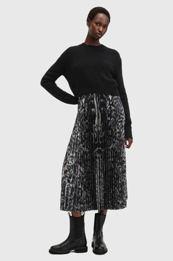 Šaty a svetr AllSaints JINX PLEATED černá barva, midi, W186DB