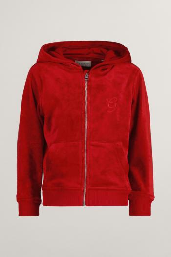 MIKINA GANT VELOUR ZIP HOODIE RUBY RED