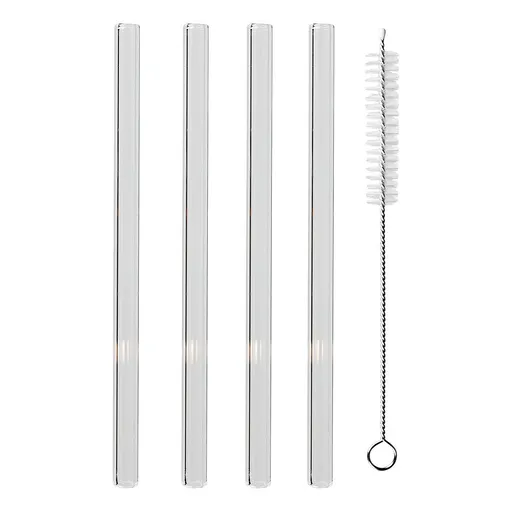 LONG DRINK Skleněná brčka s kartáčkem set 5 ks