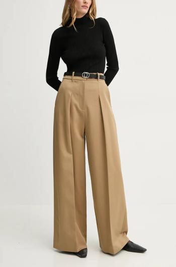 Bavlněné kalhoty A.L.C. hnědá barva, široké, high waist, 2PANT01094