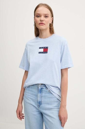 Bavlněné tričko Tommy Jeans modrá barva, DW0DW18796