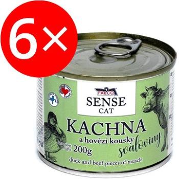 Falco Sense Cat kachna a hovězí 6 × 200 g (8594725086002)