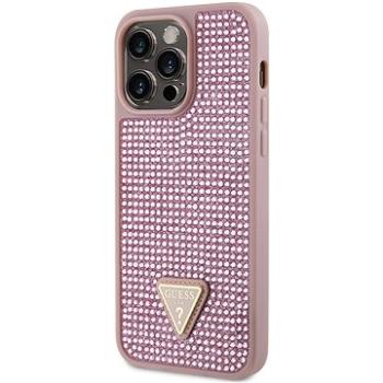 Guess Rhinestones Triangle Metal Logo Kryt pro iPhone 14 Pro Max Pink (GUHCP14XHDGTPP)